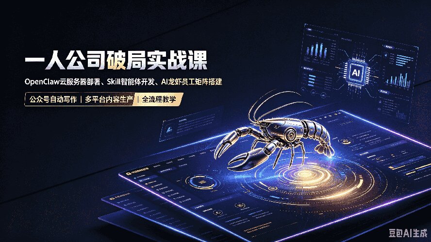 一人公司破局实战课｜OpenClaw云服务器部署、Skill智能体开发、AI龙虾员工矩阵搭建，公众号自动写作与多平台内容…-桀创项目掘金社