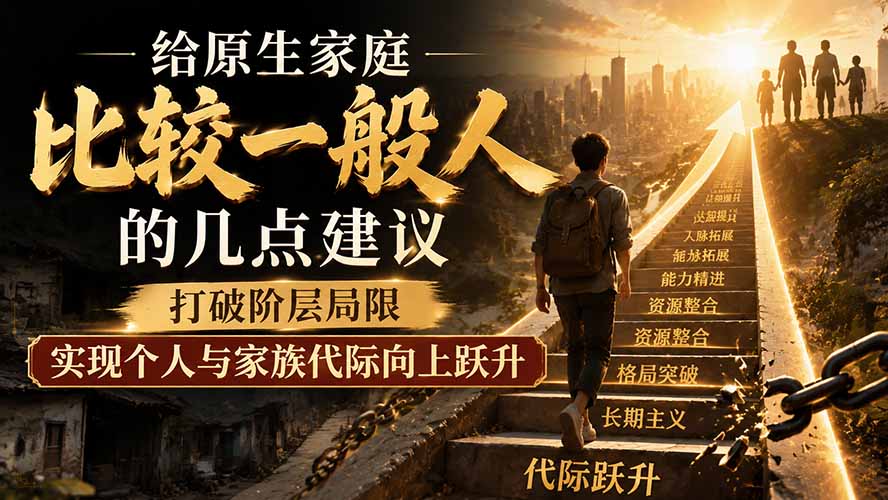 付费文章：给原生家庭比较一般人的几点建议，打破阶层局限，实现个人与家族代际向上跃升-桀创项目掘金社