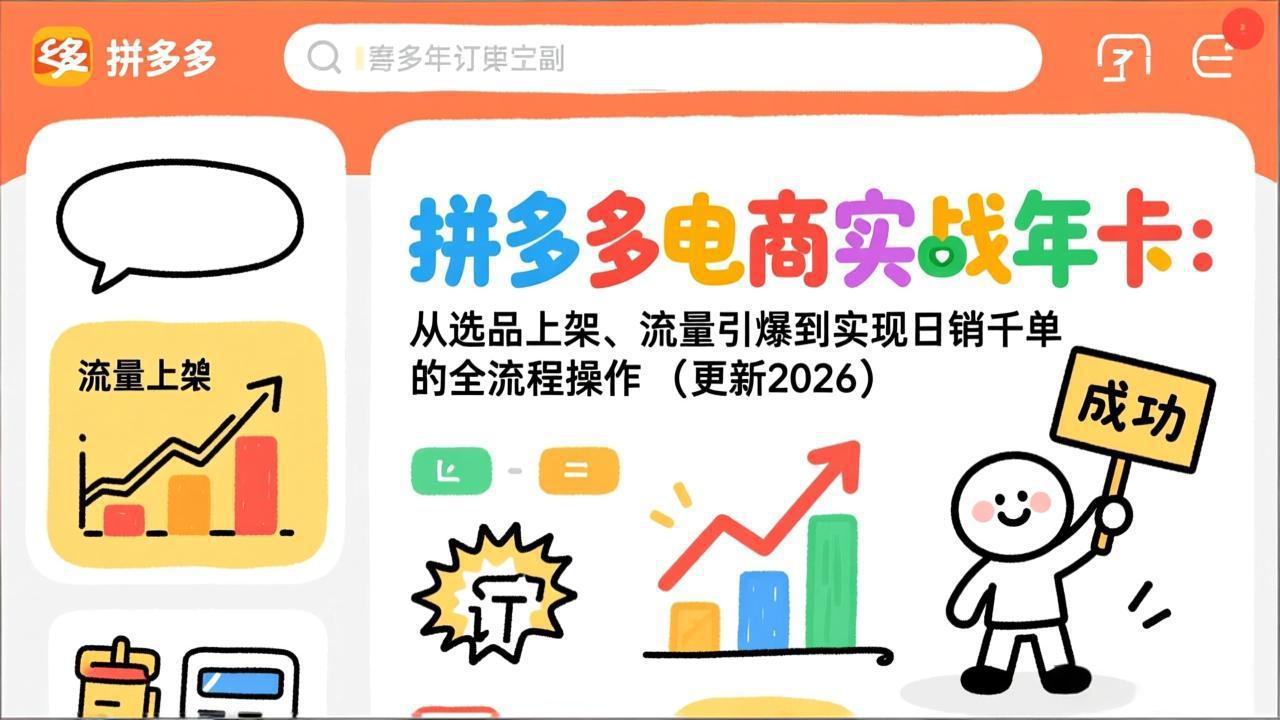拼多多电商实战年卡：从选品上架、流量引爆到实现日销千单的全流程操作(更新2026年8月-桀创项目掘金社