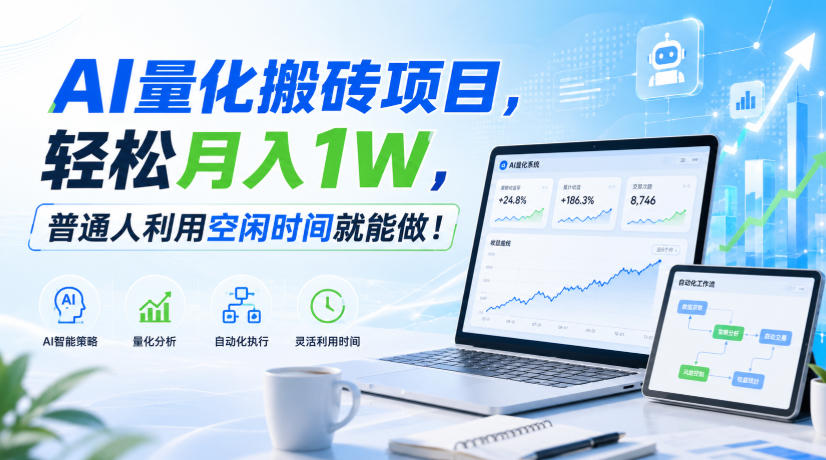 AI量化搬砖项目，轻松月入1W，普通人利用空闲时间就能做！【揭秘】-桀创项目掘金社