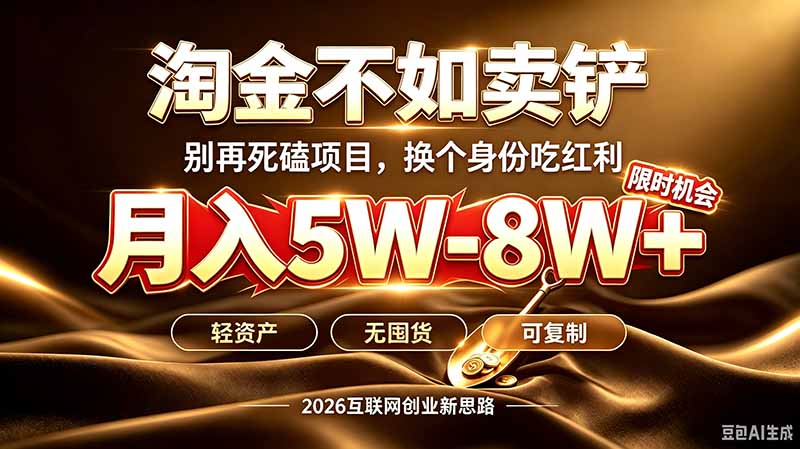 别再傻乎乎埋头跑项目！互联网真正赚钱逻辑：做卖铲人，拒绝当韭菜，逆风翻盘月入5-8W+-桀创项目掘金社