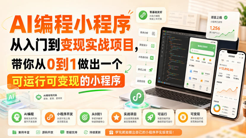 AI编程小程序从入门到变现实战项目，带你从0到1做出一个可运行可变现的小程序-桀创项目掘金社
