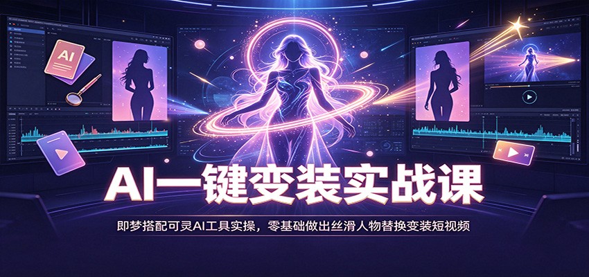 AI一键变装实战课：即梦搭配可灵AI工具实操，零基础做出丝滑人物替换变装短视频-桀创项目掘金社