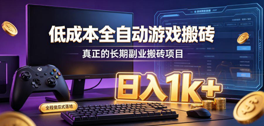 低成本全自动游戏搬砖，真正的长期副业搬砖项目，日入1k+，全程傻瓜式落地【揭秘】-桀创项目掘金社