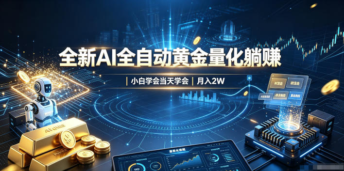 全新AI全自动黄金量化躺賺：小白学会当天学会，月入2W！【揭秘】-桀创项目掘金社