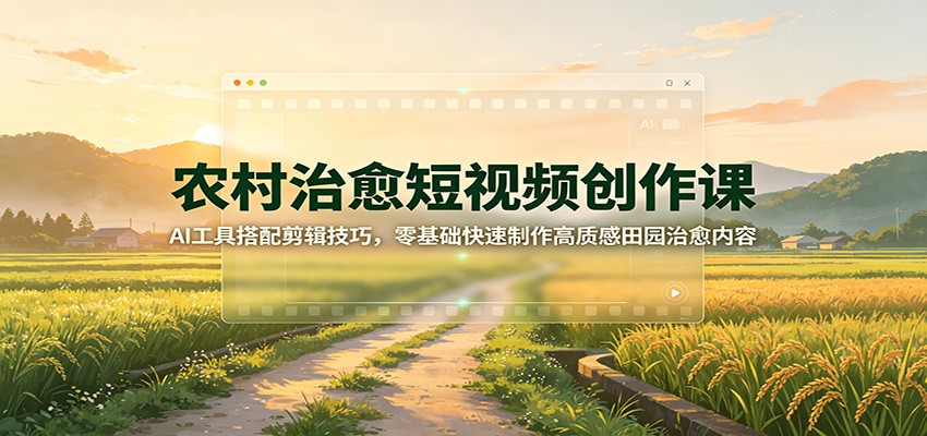 农村治愈短视频创作课：AI工具搭配剪辑技巧，零基础快速制作高质感田园治愈内容-桀创项目掘金社