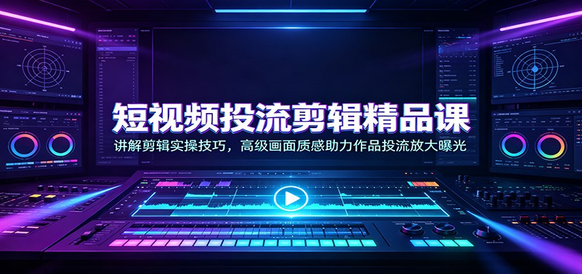 短视频投流剪辑精品课：讲解剪辑实操技巧，高级画面质感助力作品投流放大曝光-桀创项目掘金社