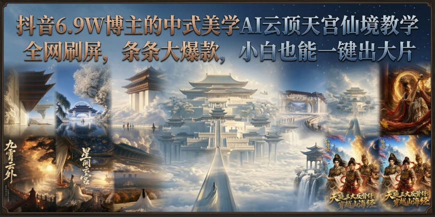 抖音6.9W博主的中式美学AI云顶天宫仙境教学，全网刷屏，条条大爆款，小白也能一键出大片-桀创项目掘金社