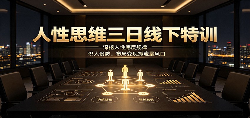 人性思维三日线下特训：深挖人性底层规律，识人设防、布局变现抓流量风口-桀创项目掘金社