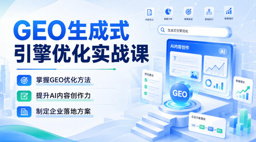 GEO生成式引擎优化实战课，掌握GEO优化方法，提升AI内容创作力，制定企业落地方案-桀创项目掘金社
