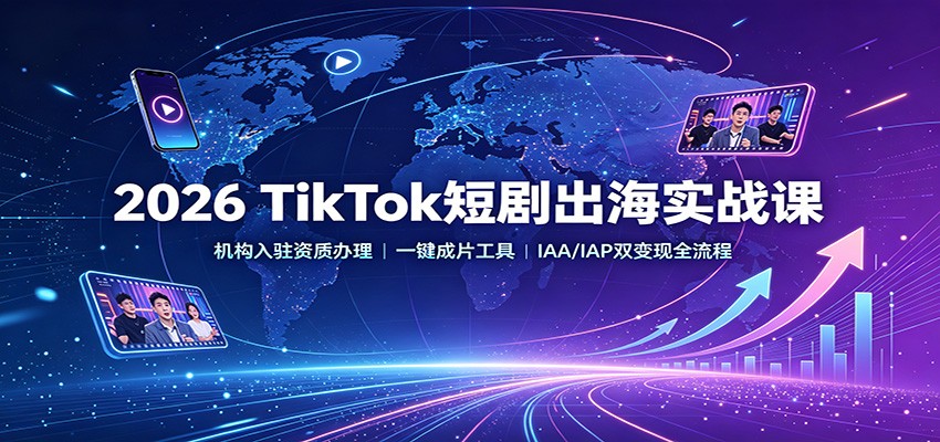 2026 TikTok短剧出海实战课：机构入驻资质办理，一键成片工具，IAA/IAP双变现全流程-桀创项目掘金社