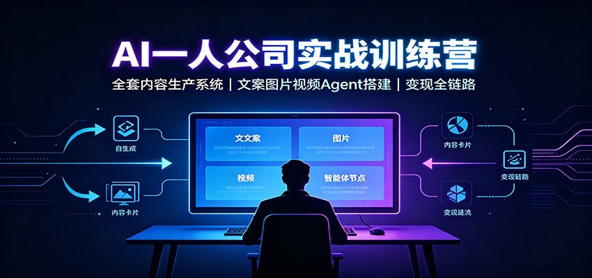 AI创作一人公司实战训练营：全套内容生产系统，文案图片视频Agent搭建变现全链路-桀创项目掘金社