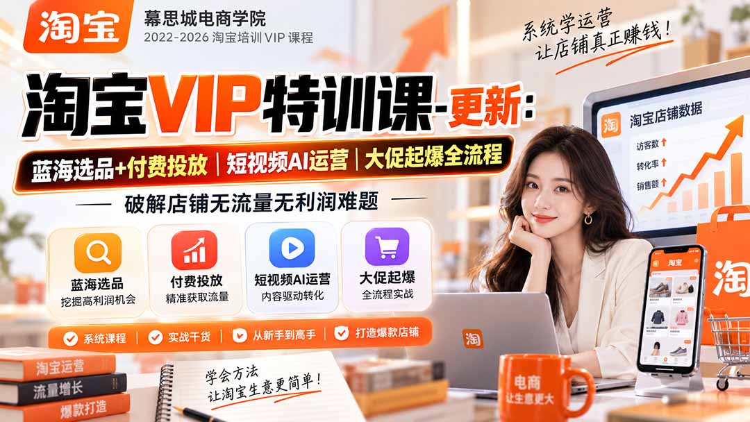 淘宝VIP特训课-更新0917：蓝海选品+付费投放｜短视频AI运营｜大促起爆全流程，破解店铺无流量无利润难题-桀创项目掘金社