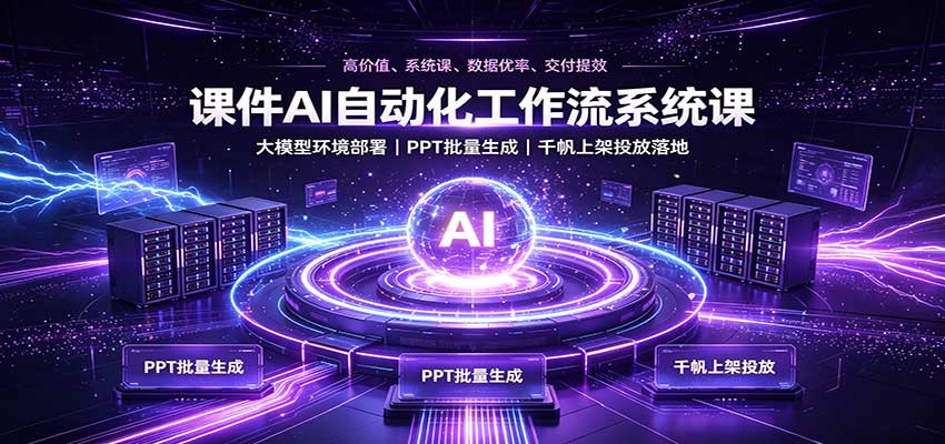 课件AI自动化工作流系统课：大模型环境部署，PPT批量生成，千帆上架投放落地-桀创项目掘金社