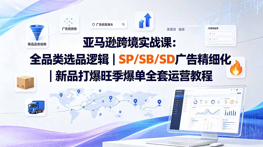 亚马逊跨境实战课-更新8月：全品类选品逻辑｜SP/SB/SD广告精细化｜新品打爆旺季爆单全套运营教程-桀创项目掘金社
