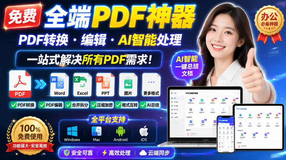 免费全端PDF神器，PDF转换·编辑·AI智能处理，一站式解决所有PDF需求!-桀创项目掘金社