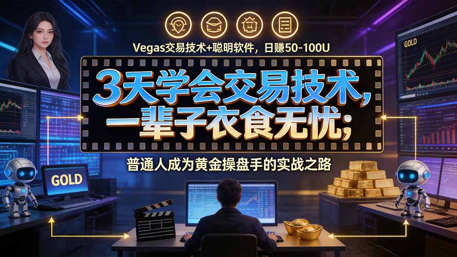 3天学会做交易，普通人快速成为操盘手” Vegas交易系统+聪明软件 ， 日赚50-1000U， 长期稳定，小白轻松上手-桀创项目掘金社