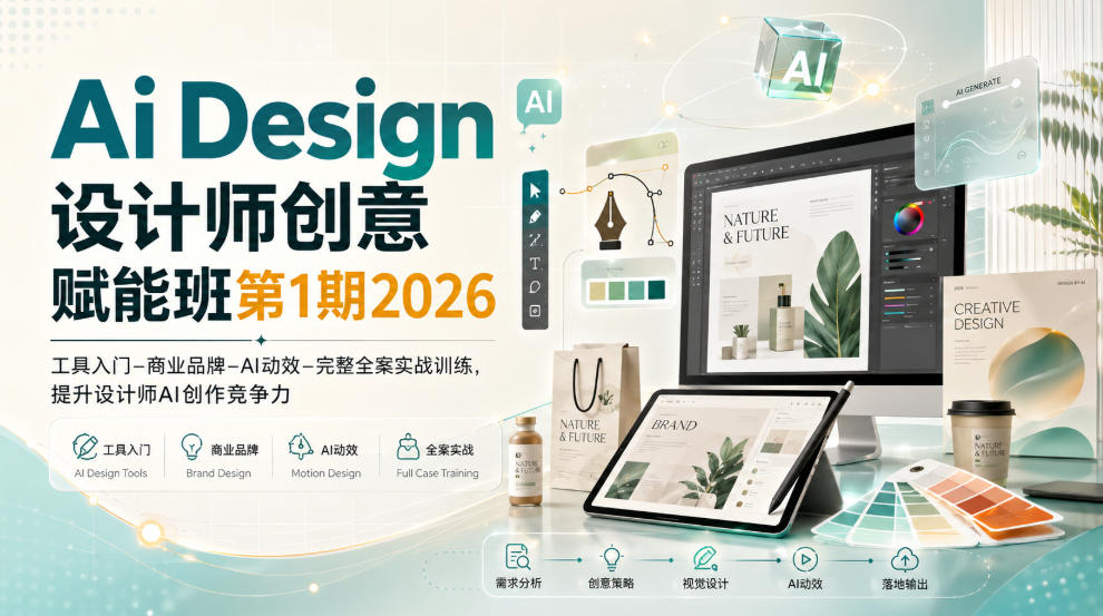 Ai Design设计师创意赋能班第1期2026｜工具入门‑商业品牌‑AI动效‑完整全案实战训练，提升设计师AI创作竞争力-桀创项目掘金社