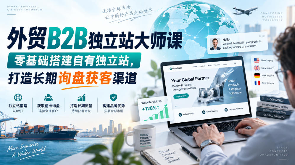 外贸B2B独立站大师课，零基础搭建自有独立站，打造长期询盘获客渠道-桀创项目掘金社