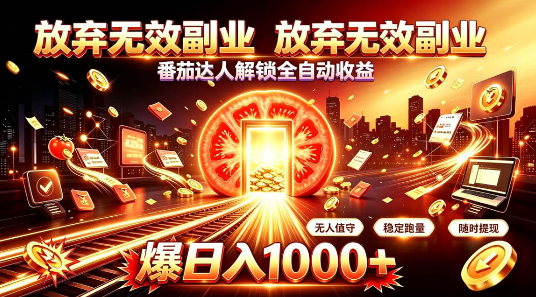 放弃无效副业，番茄达人解锁全自动收益，日入1k+，门槛最低的线上轻资产项目【揭秘】-桀创项目掘金社