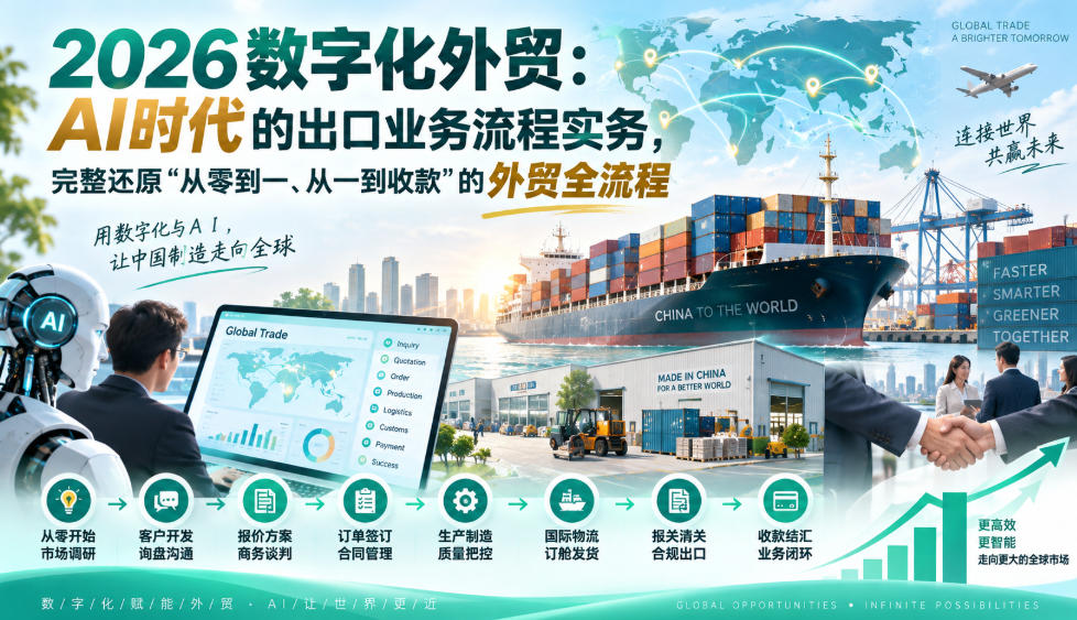 2026数字化外贸：AI时代的出口业务流程实务，完整还原”从零到一、从一到收款”的外贸全流程-桀创项目掘金社