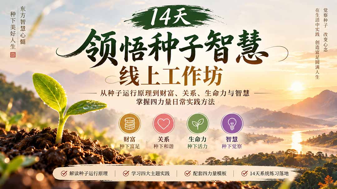 14天领悟种子智慧线上工作坊｜从种子运行原理到财富、关系、生命力与智慧，掌握四力量日常实践方法-桀创项目掘金社