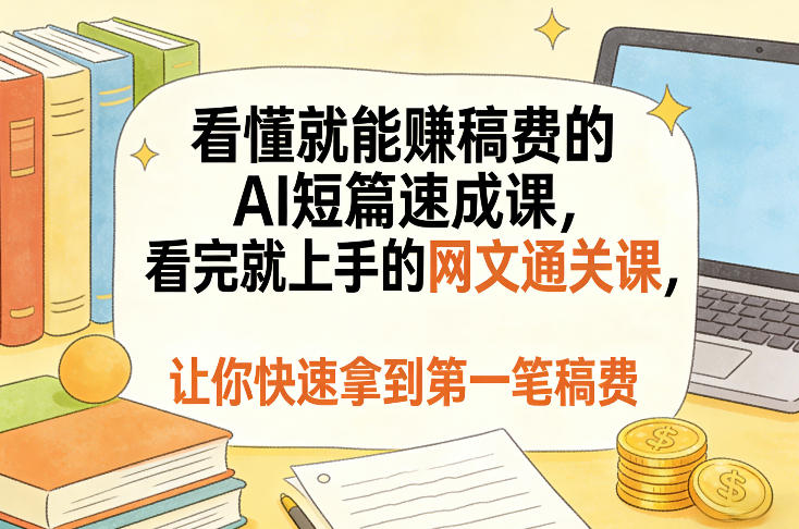 看懂就能賺稿费的AI短篇速成课，看完就上手的网文通关课，让你快速拿到第一笔稿费(更新1008)-桀创项目掘金社