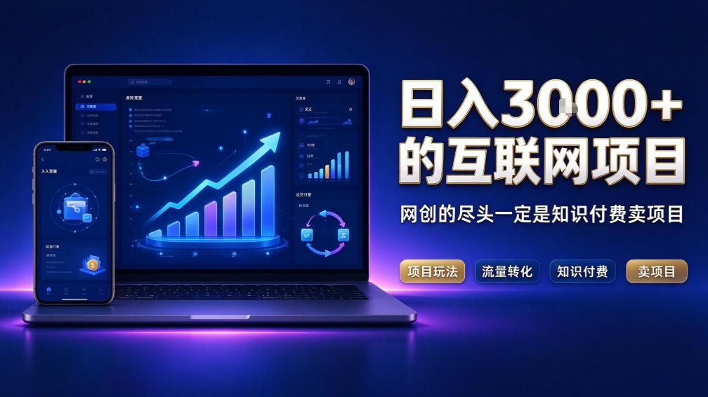 日入3k+的互联网项目，网红的尽头是带货，网创的尽头一定是知识付费卖项目【揭秘】-桀创项目掘金社