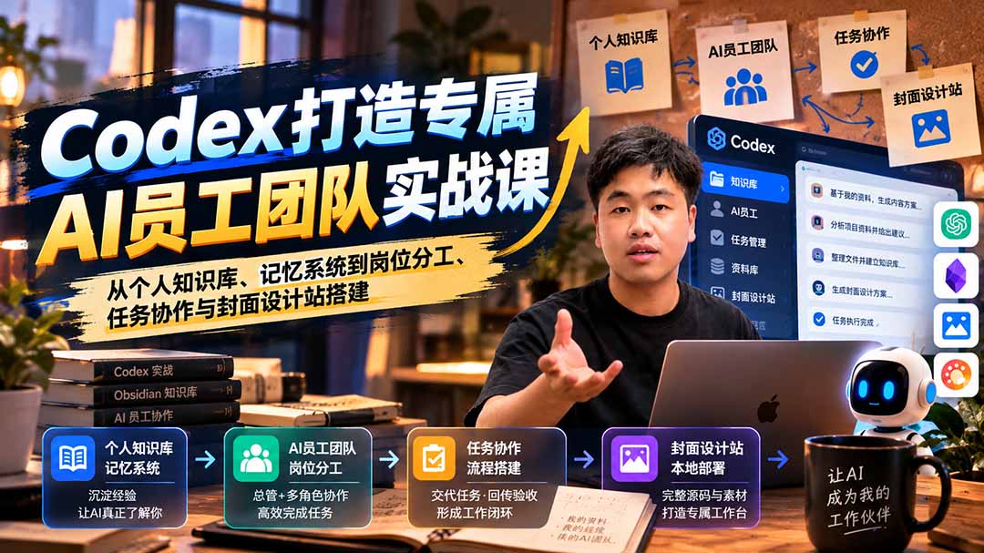 【无水印】Codex打造专属AI员工团队实战课：从个人知识库、记忆系统到岗位分工、任务协作与封面设计站搭建-桀创项目掘金社