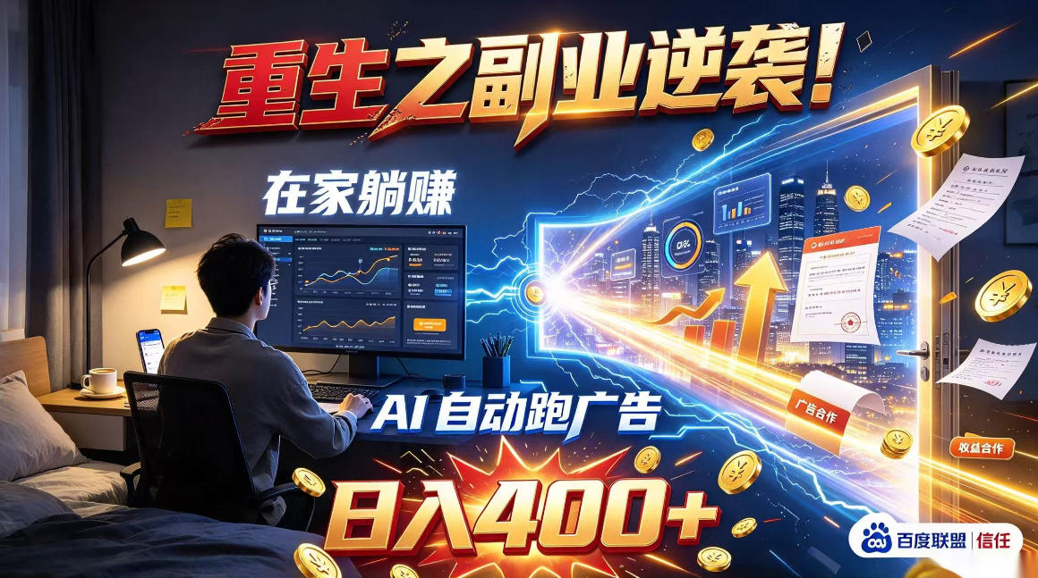 重生之副业逆袭！在家躺赚AI自动跑广告日入400+，无需人工操作【揭秘】-桀创项目掘金社