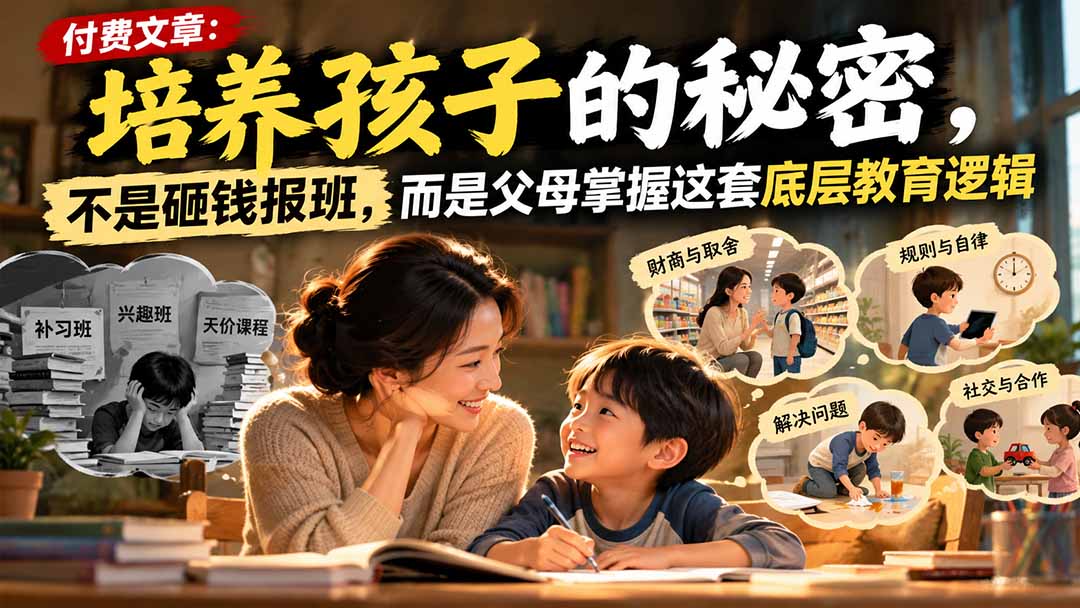 付费文章：培养孩子的秘密，不是砸钱报班，而是父母掌握这套底层教育逻辑-桀创项目掘金社