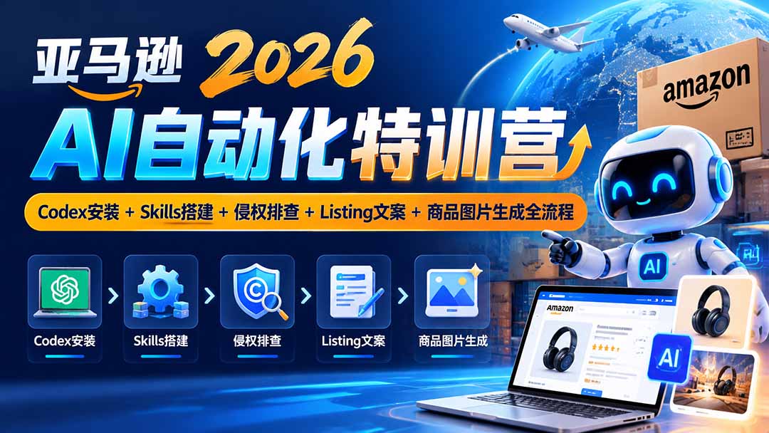 亚马逊2026AI自动化-10月特训营：Codex安装+Skills搭建+侵权排查+Listing文案+商品图片生成全流程-桀创项目掘金社