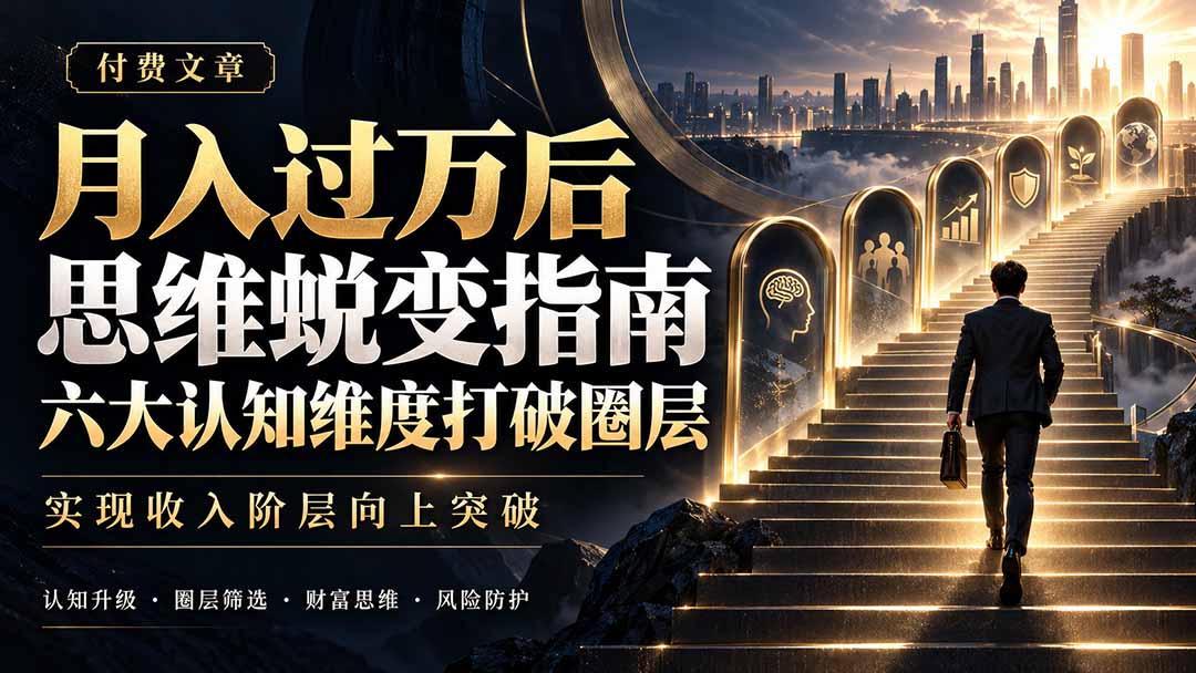 付费文章：月入过万后思维蜕变指南，六大认知维度打破圈层，实现收入阶层向上突破-桀创项目掘金社