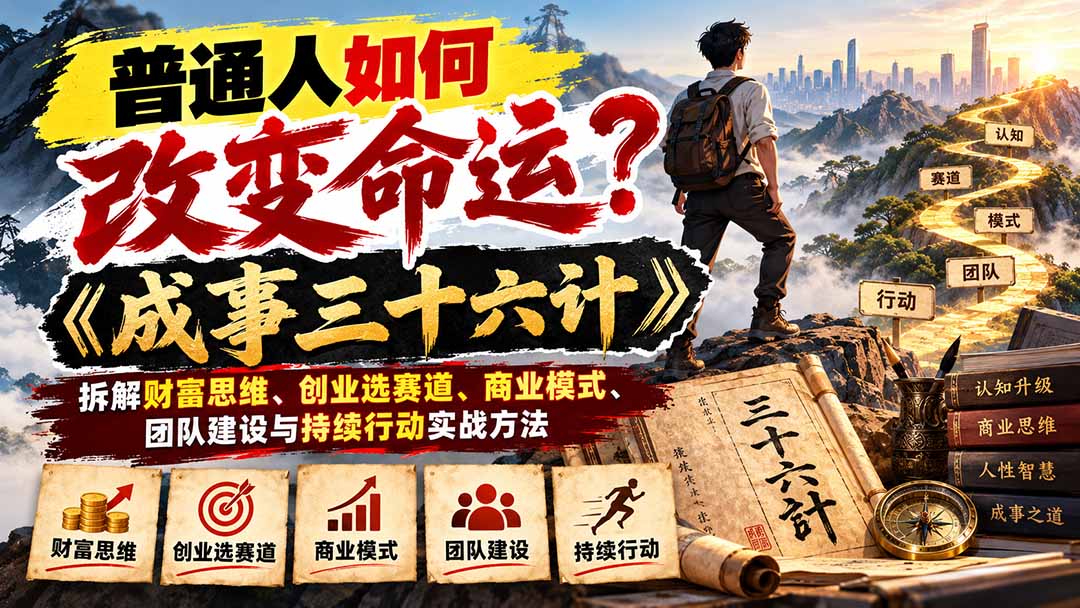 普通人如何改变命运？《成事三十六计》拆解财富思维、创业选赛道、商业模式、团队建设与持续行动实战方法-桀创项目掘金社