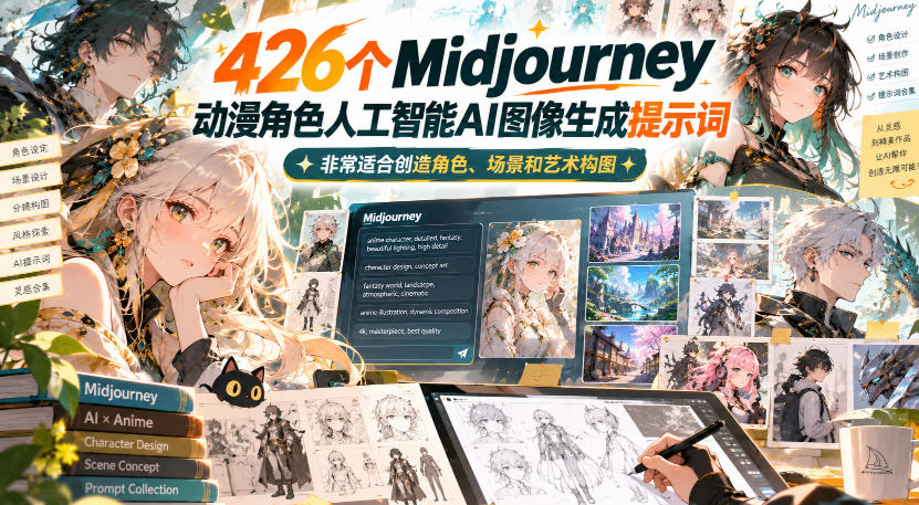 426个Midjourney动漫角色人工智能AI图像生成提示词，非常适合创造角色、场景和艺术构图-桀创项目掘金社