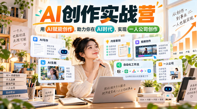 AI创作实战营，用AI赋能创作，助力你在AI时代，实现一人公司创作(更新)-桀创项目掘金社