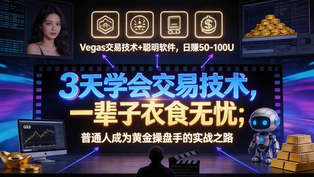 “顺势而为交易系统”3天学会交易技术，聪明软件辅助，小白也能看懂趋势交易，日入30-100U,长期稳定-桀创项目掘金社