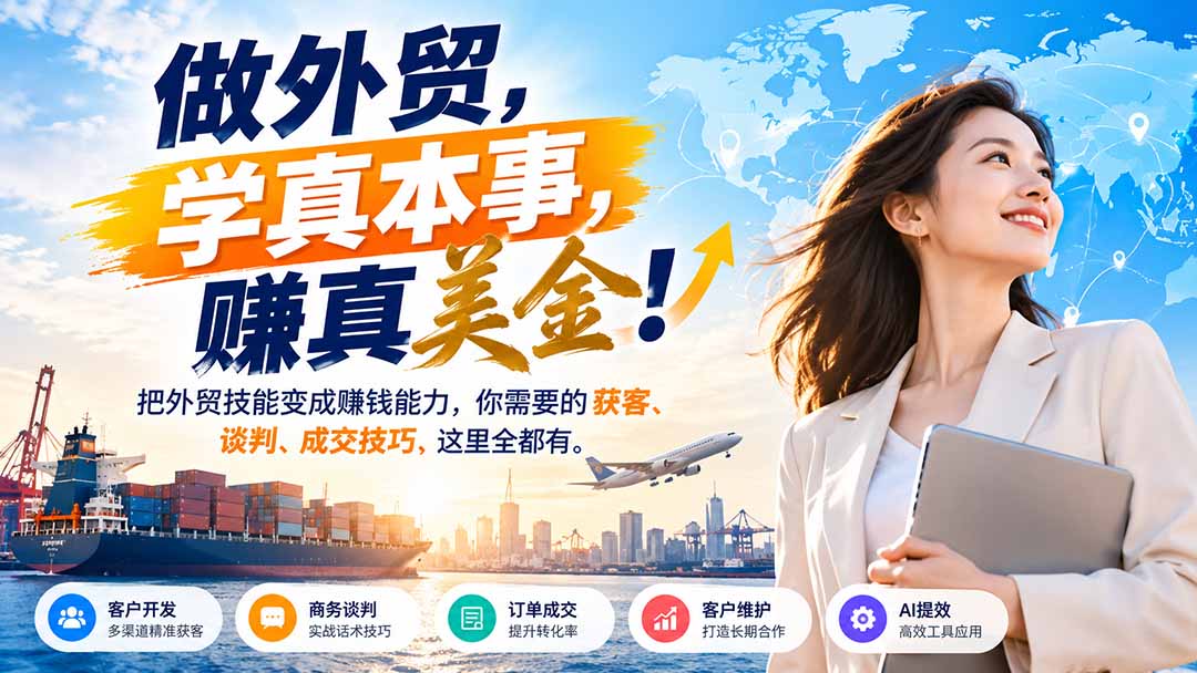 做外贸，学真本事，赚真美金！把外贸技能变成赚钱能力，你需要的获客、谈判、成交技巧，这里全都有-桀创项目掘金社