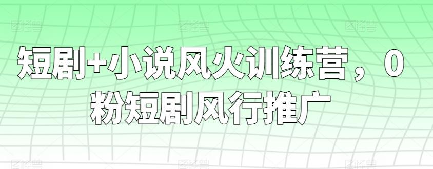 短剧+小说风火训练营，0粉短剧风行推广-桀创项目掘金社