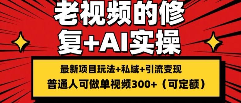 修复老视频的玩法，搬砖+引流的变现(可持久)，单条收益300+【揭秘】-桀创项目掘金社