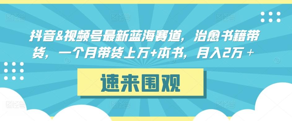抖音&视频号最新蓝海赛道，治愈书籍带货，一个月带货上万+本书，月入2万＋【揭秘】-桀创项目掘金社