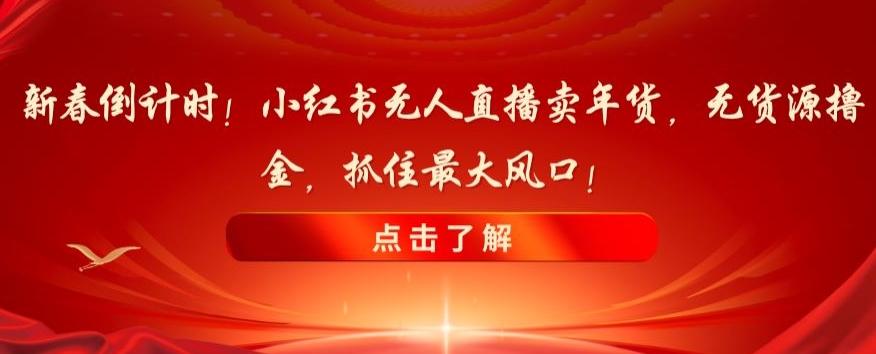 新春倒计时！小红书无人直播卖年货，无货源撸金，抓住最大风口【揭秘】-桀创项目掘金社