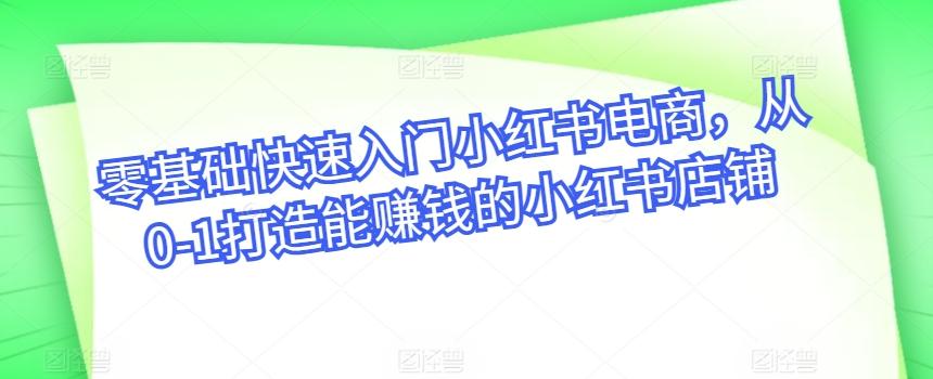 零基础快速入门小红书电商，从0-1打造能赚钱的小红书店铺-桀创项目掘金社