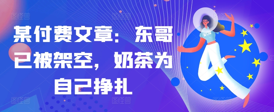 某付费文章：东哥已被架空，奶茶为自己挣扎!!-桀创项目掘金社