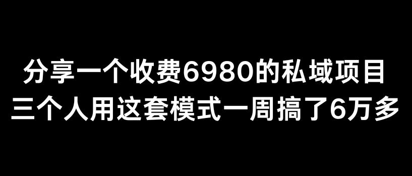 分享一个外面卖6980的私域项目三个人用这套模式一周搞了6万多【揭秘】-桀创项目掘金社