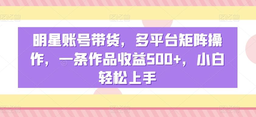 明星账号带货，多平台矩阵操作，一条作品收益500+，小白轻松上手【揭秘】-桀创项目掘金社