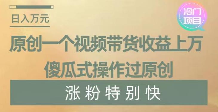 原创一个视频带货收益上万，傻瓜式操作过原创，几分钟做一个视频涨粉特别快【揭秘】-桀创项目掘金社