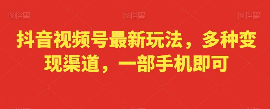 抖音视频号最新玩法，多种变现渠道，一部手机即可-桀创项目掘金社