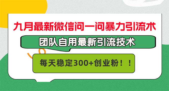 九月最新微信问一问暴力引流术，团队自用引流术，每天稳定300+创…-桀创项目掘金社