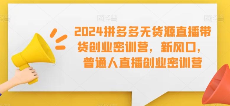 2024拼多多无货源直播带货创业密训营，新风口，普通人直播创业密训营-桀创项目掘金社
